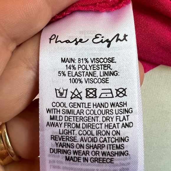 Phase Eight Bright Pink Layered Floral Short Sleeve Floaty Top UK Size 12 - Picture 10 of 10